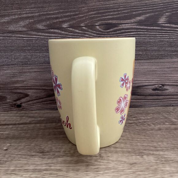Disney Store Exclusive Winnie the Pooh Mug Large Butter Yellow Pink Flowers - Picture 4 of 7